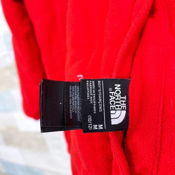 The North Face Reversible Winter Jacket Red Gray Fleece Insulated Boys Medium - Picture 12 of 13